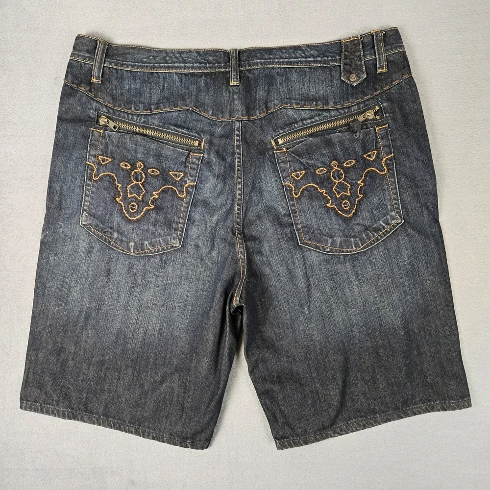 Antik Denim Jeans Shorts Mens 42 Zip Pockets‎ Embroidered Cotton Baggy Y2K
